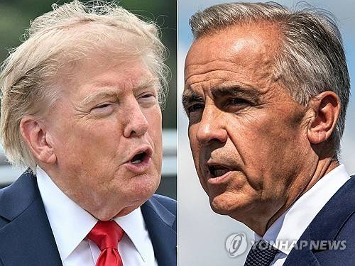 도널드 트럼프 미국 대통령과 마크 카니 캐나다 총리 [AFP=연합뉴스 자료사진. 재판매 및 DB 금지]