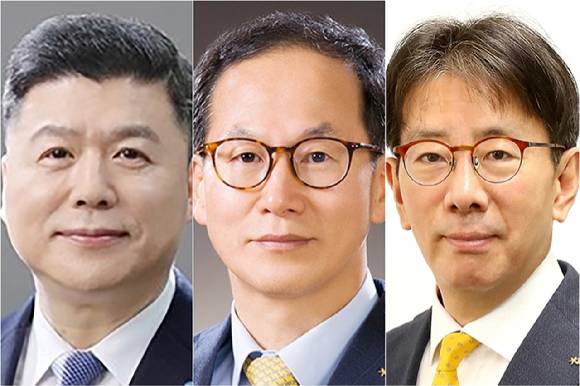 KB금융지주 차기 회장 후보 숏리스트 3인으로 선정된 (왼쪽부터)권광석 전 우리은행장, 양종희 KB금융지주 회장, 이재근 KB금융지주 부문장. [사진=연합뉴스]