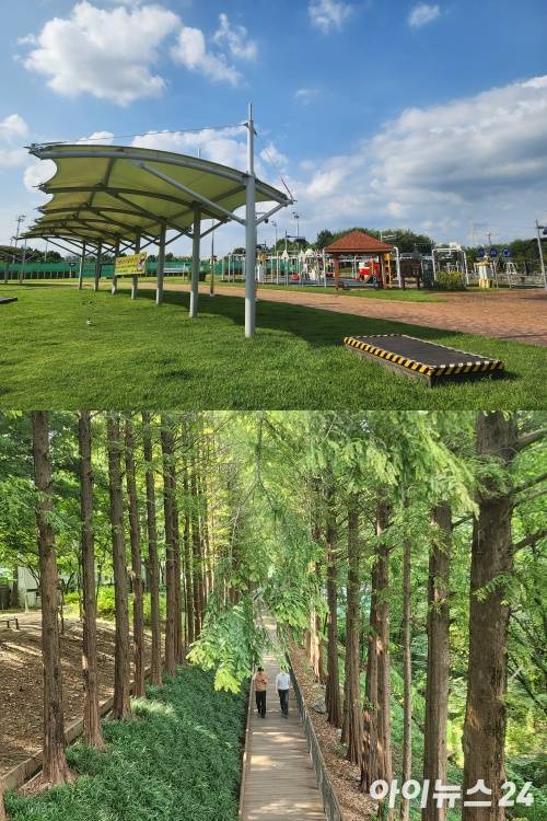 탄천물재생센터 마루공원과 대진초등학교 사이에 마련된 산책로 [사진=나광국 기자]