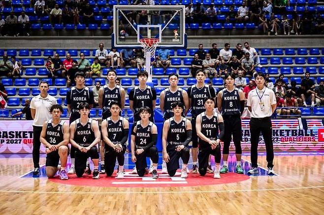 [서울=뉴시스] 레바논전을 앞둔 한국 남자 농구 대표팀. (사진=FIBA 홈페이지 캡처) 2026.08.28. photo@newsis.com *재판매 및 DB 금지