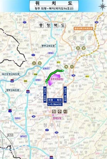 외평∼북이 국지도 96호선 건설사업 지도 [청주시 제공. 재판매 및 DB 금지]