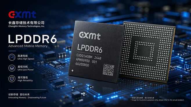 창신메모리(CXMT)의 LPDDR6 모델. [창신메모리 홈페이지 캡처]