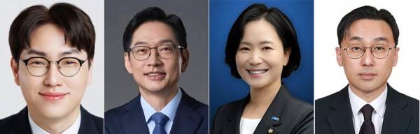 국가인공지능전략위원회 부위원장에 하정우 전 AI수석(왼쪽부터), 대통령 정무특별보좌관에 김경수 전 경남지사, 대통령비서실 AI미래기획수석비서관에는 조국혁신당 이해민 의원, 대통령비서실 메가프로젝트 보좌관에 이원주 기후환경부 에너지전환정책실. 청와대 제공