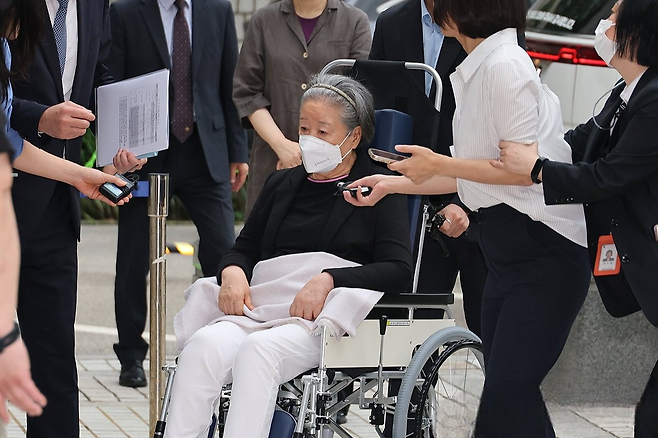 결심공판 출석하는 '정교유착' 한학자 통일교 총재.연합뉴스