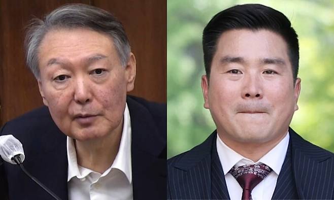 윤석열 전 대통령과 김현태 전 육군특수전사령부 제707특수임무단장. 서울중앙지법 제공, 연합뉴스