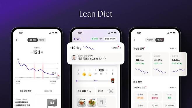 인티그레이션의 한의원 다이어트 관리 앱 린다이어트 화면 / 출처=인티그레이션
