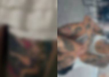 법당에 들어가려다 제지 당한 여성의 문신 모습. [출처='스레드' 캡처]