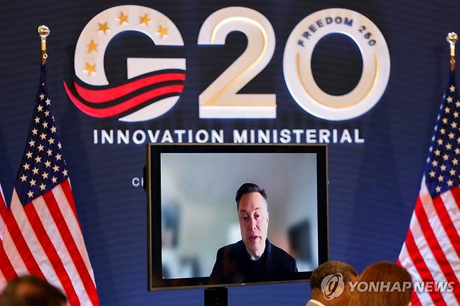 G20 기술장관 회의에 참석한 일론 머스크 [로이터=연합뉴스. 재판매 및 DB 금지]