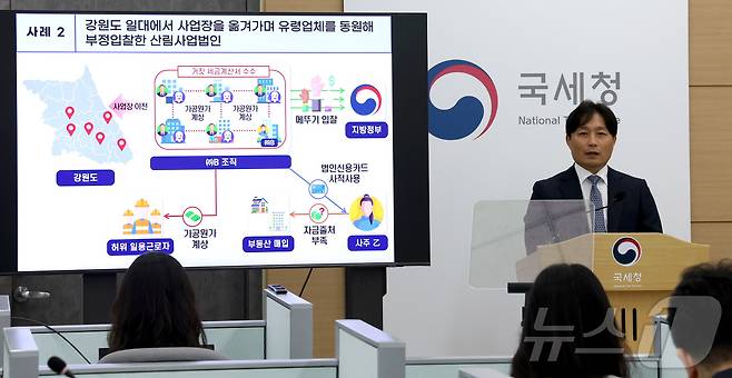 이성글 국세청 조사국장이 3일 세종시 정부세종청사에서 최근 6년간 조달청 입찰공고 내역상 산불피해 복구사업에 참여한 5,331개 업체 중 낙찰금액 합계 10억 원 이상인 138개 업체들을 대상으로 세무상 문제점이 명백히 포착된 10개 업체와 유령업체 41개에 대한 세무조사 착수 내용을 발표하고 있다. 2026.9.3 ⓒ 뉴스1 김기남 기자