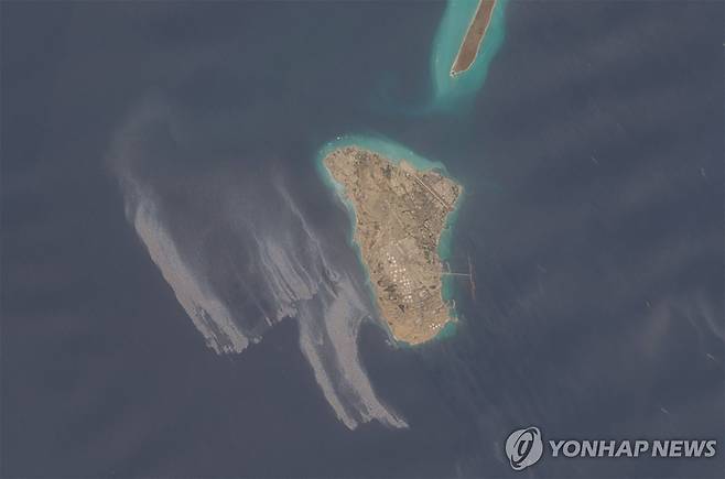 이란 하그르섬의 위성 사진 [COPERNICUS SENTINEL/AFP=연합뉴스 자료사진 재판매 및 DB 금지]