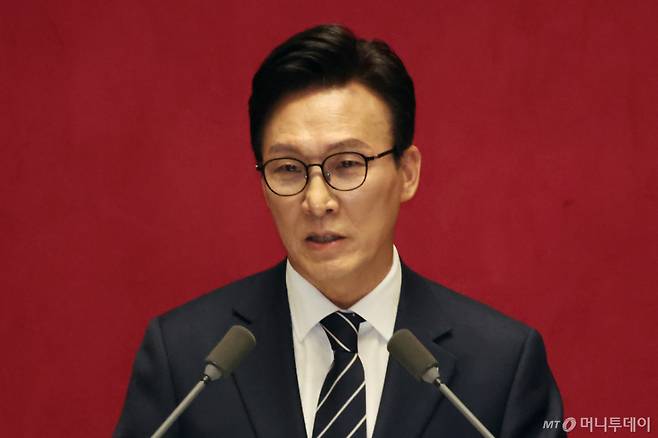 (서울=뉴스1) 황기선 기자 = 김민석 더불어민주당 대표가 7일 오전 서울 여의도 국회에서 열린 제439회국회(정기회) 제3차 본회의에서 교섭단체 대표연설을 하고 있다. 2026.9.7/뉴스1  Copyright (C) 뉴스1. All rights reserved. 무단 전재 및 재배포,  AI학습 이용 금지. /사진=(서울=뉴스1) 황기선 기자