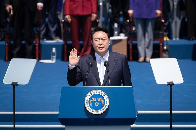 2022년 5월 10일 윤석열이 대한민국 20대 대통령에 취임했다. (출처:연합)