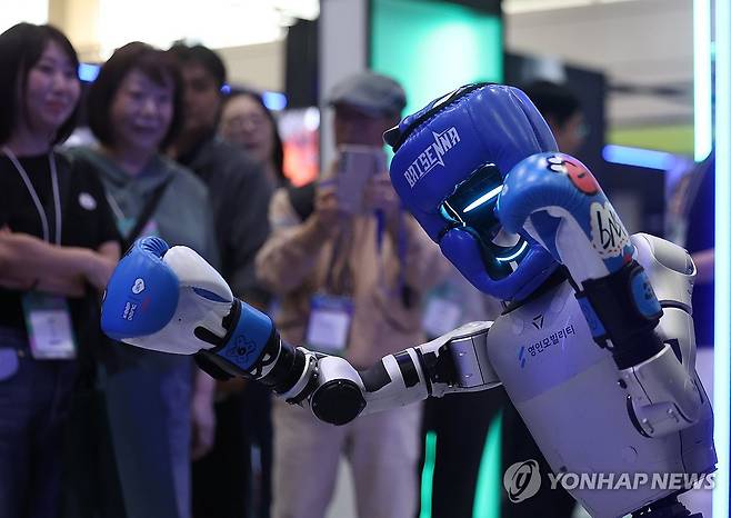 '덤벼'…지난해 '스마트라이프위크 2025'에 전시된 격투하는 로봇 [연합뉴스 자료사진]