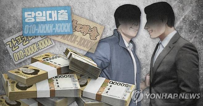 불법사금융 당일대출 광고와 고금리 사채 관련 자료 이미지