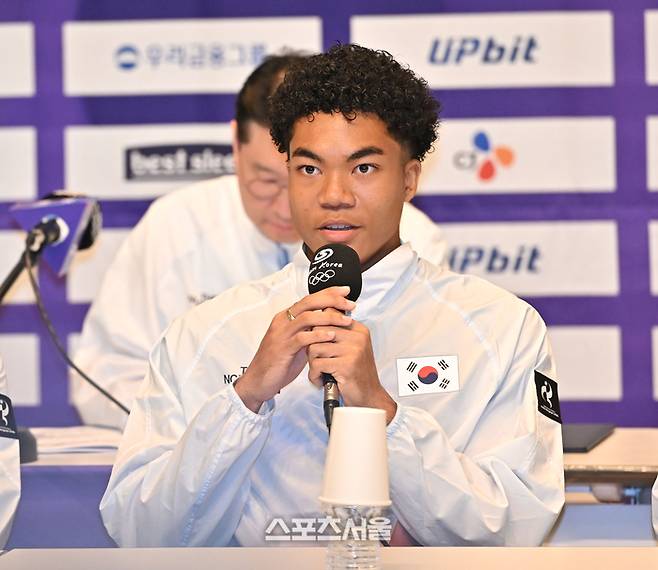 육상 나마디조엘진이 20일 진천 국가대표선수촌에서 열린 2026 아이치·나고야 아시아경기대회 D-30 미디어데이 행사에서 질문에 답하고 있다. 진천 | 최승섭기자 thunder@sportsseoul.com