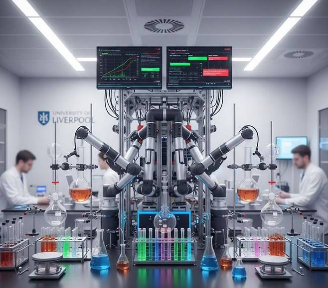영국 리버풀대가 운영하는 자율화학실험실(Autonomous Chemistry Laboratory). 인공지능(AI)과 로봇을 결합해 실험을 수행하고 결과를 분석하며 새로운 물질을 탐색하는 ‘자율 실험실’ 연구가 진행되고 있다. AI가 데이터 분석을 넘어 실제 실험 과정으로 들어오면서 과학적 발견에서 인간과 AI의 역할을 어디까지 구분할 것인지도 새로운 질문으로 떠오르고 있다. University of Liverpool 제공