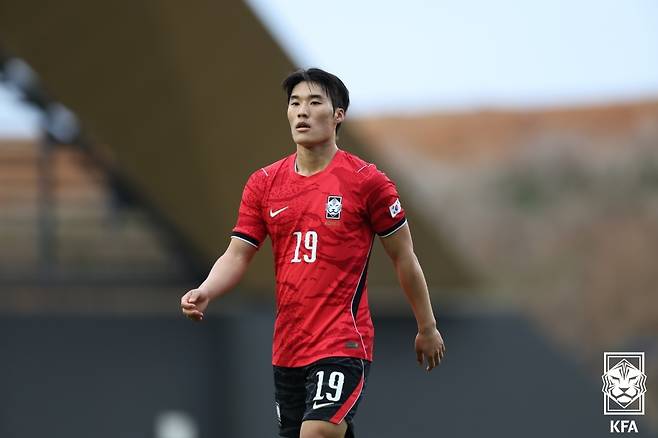 지난 3월 23세 이하(U23) 축구대표팀 연습경기 당시 김민수. /사진=대한축구협회 제공