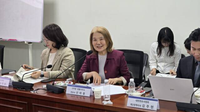 16일 국회에서 열린 ‘온라인 안전법 제정 토론회’에서 신미용 변호사가 주제발표를 하고 있다. (사진=지디넷코리아)