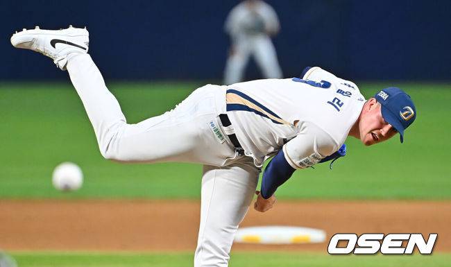 [OSEN=창원, 이석우 기자] 17일 창원NC파크에서 2026 신한 SOL KBO 리그 NC 다이노스와 SSG 랜더스의 경기가 열렸다. 홈팀 NC는 라일리가, 방문팀 SSG는 이로운이 선발 출전했다. NC 다이노스 선발투수 라일리가 역투하고 있다. 2026.09.17 / foto0307@osen.co.kr