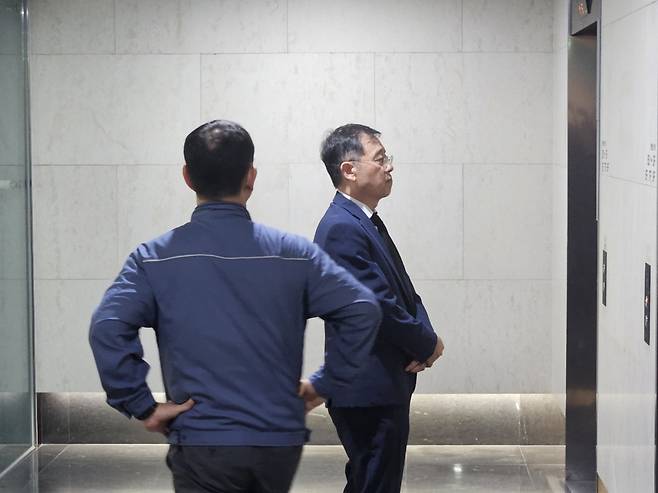 조성현 HL만도 부회장이 기자회견장에 들어가지 못하고 발길을 돌리고 있다.(문현호 기자 m2h@)