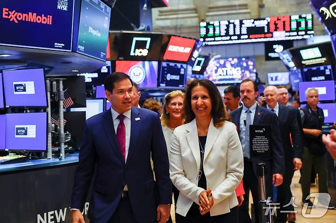 마코 루비오 미국 국무장관이 2026년 9월 21일(현지시간) 미국 뉴욕증권거래소(NYSE)를 방문하고 있다. ⓒ 로이터=뉴스1