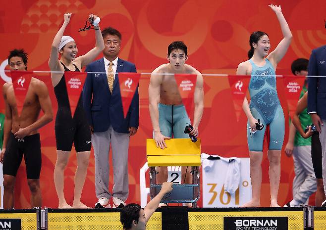 ▲ 한국 혼성 혼계영 400m 대표팀. ⓒ연합뉴스