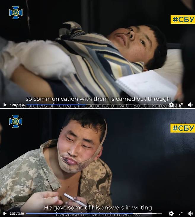 [서울=뉴시스] 조수정 기자 = 우크라이나 보안국(SBU)은 생포된 북한군 2명의 모습을 담은 영상을 11일(현지 시간) SNS를 통해 공개했다. (사진=우크라이나 보안국 페이스북 캡처) 2025.01.12. photo@newsis.com *재판매 및 DB 금지