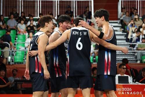 22일 조별리그 경기 때 한국 3대3 남자 농구 대표팀 모습 [아이치·나고야 아시안게임 조직위원회 제공. 재판매 및 DB 금지]
