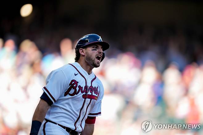 애틀랜타 역전 결승 3점 홈런의 주인공 라일리  [AP=연합뉴스. 재판매 및 DB 금지]