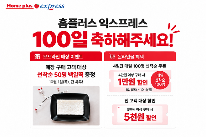 ▲홈플러스 익스프레스, 새 출발 100일 맞아 할인 행사
