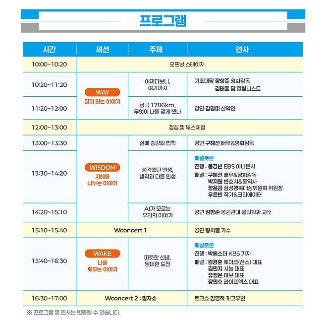 제 15회 이데일리 W페스타 프로그램.