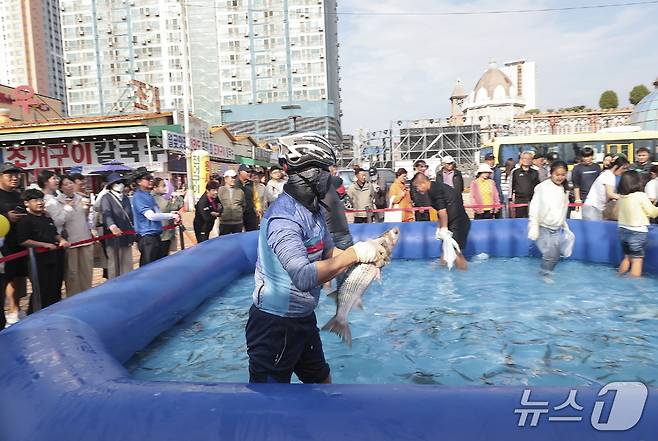 지난해 축제 현장에서 열린 맨손고기잡기.(시흥시 제공. 재판매 및 DB 금지)/뉴스1