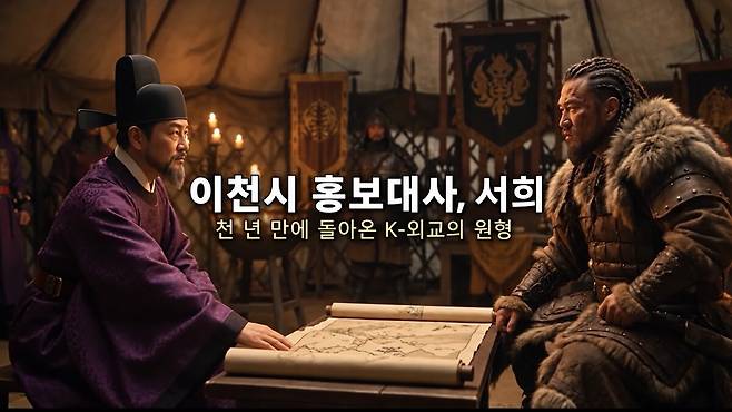 이천시는 고려시대 외교가 장위공 서희를 인공지능(AI)으로 구현한 세대별 캐릭터를 홍보대사로 위촉했다. 이천시 제공