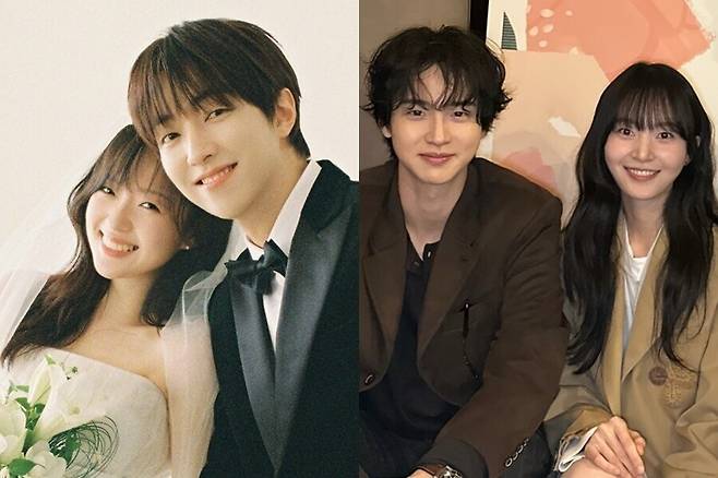 ▲ 이유진과 차경은(왼쪽), 장동윤과 김승윤. 출처|이유진 웨딩화보, 장동윤 SNS