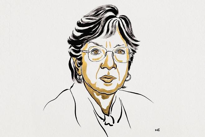 노벨위원회가 공개한 나바네템 나비 필라이의 초상화. Ill. Niklas Elmehed © Nobel Prize Outreach
