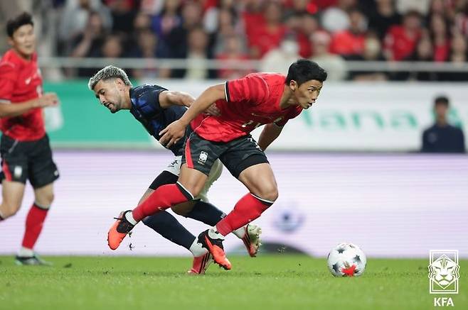 [서울=뉴시스]축구대표팀 공격수 황희찬. (사진=대한축구협회 제공)