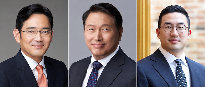 (왼쪽부터) 이재용 삼성전자 회장, 최태원 SK그룹 회장, 구광모 LG그룹 회장.ⓒ각 사
