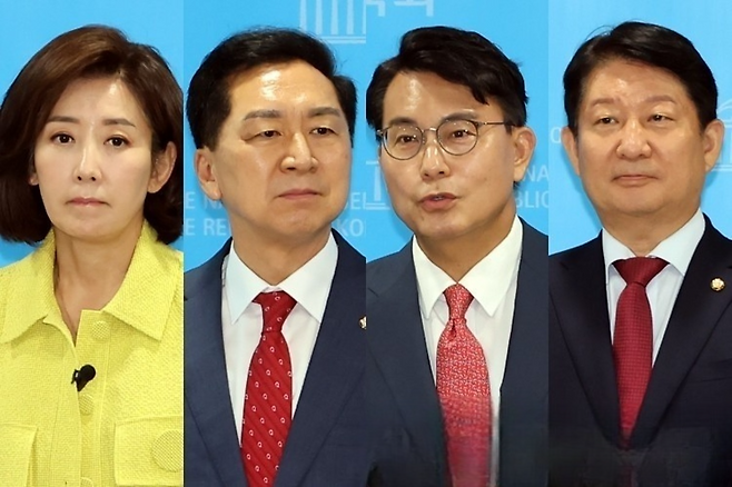 국민의힘 나경원(왼쪽부터)·김기현·윤상현·권영진 의원.연합뉴스
