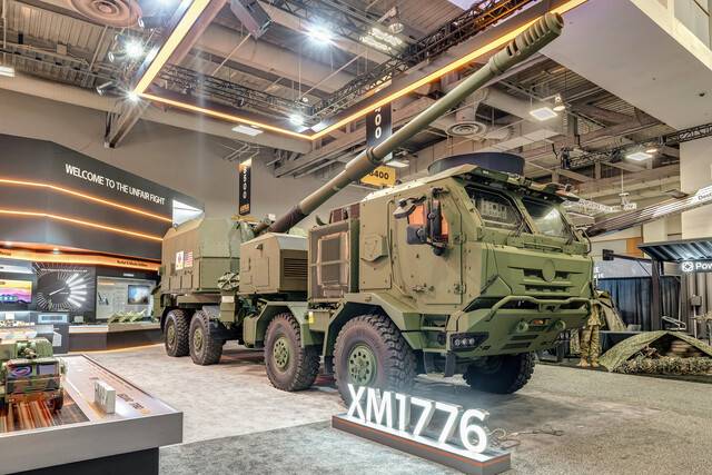 한화에어로스페이스가 미국 워싱턴에서 열린 미 육군협회 연례전시회인 ‘AUSA 2026’에 전시한 K9 차륜형 자주포. 업체 제공