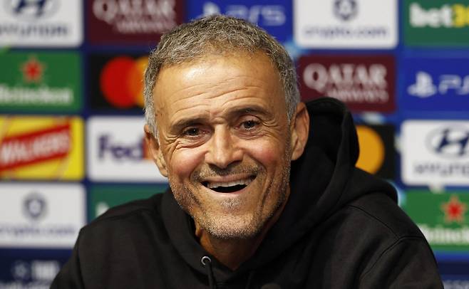 Soccer Football - UEFA Champions League - Paris St Germain Press Conference - Etihad Stadium, Manchester, Britain - October 13, 2026 Paris St Germain coach Luis Enrique during the press conference Action Images via Reuters/Jason Cairnduff  <저작권자(c) 연합뉴스, 무단 전재-재배포, AI 학습 및 활용 금지>