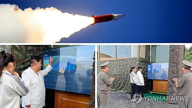 김정은, 딸 주애와 신형무기 시험 참관 (서울=연합뉴스) 김정은 북한 국무위원장이 지난 20일 딸 주애, 김정식 당중앙위원회 제1부부장, 장창하 미사일총국장과 함께 미사일총국의 신형무기 시험을 참관하고 있다. [조선중앙TV 화면] 2026.9.22 
    [국내에서만 사용가능. 재배포 금지. For Use Only in the Republic of Korea. No Redistribution] nkphoto@yna.co.kr