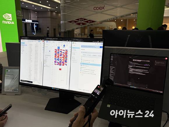 엔비디아 RTX 스파크를 활용해 이메일과 일정을 분석하는 AI 에이전트 시연 모습. [사진=권서아 기자]