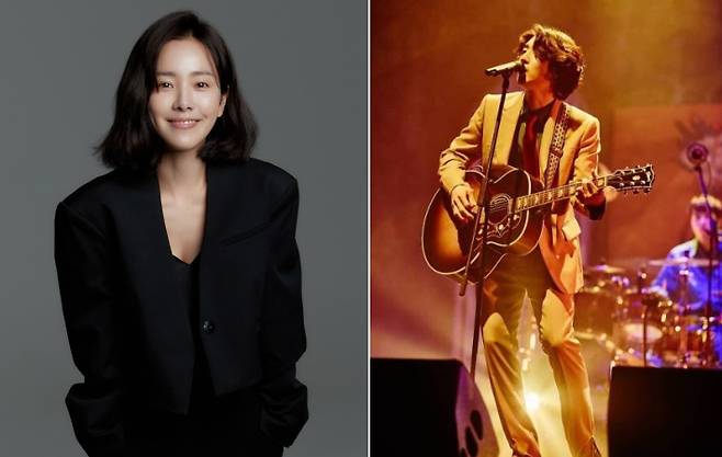 배우 한지민(왼쪽)과 밴드 잔나비 최정훈. BH엔터테인먼트·페포니뮤직 제공