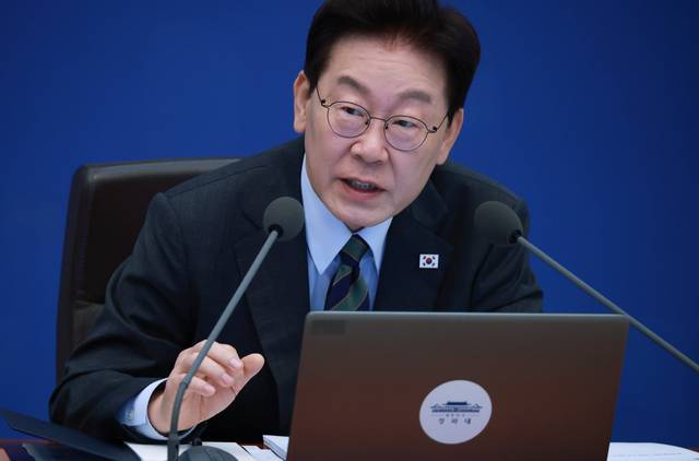 재명 대통령이 20일 청와대에서 열린 국무회의에서 발언하고 있다. [연합뉴스]