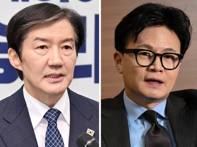 조국(왼쪽 사진) 조국혁신당 혁신정책연구원장과 한동훈 무소속 의원. 민경석·박시몬 기자