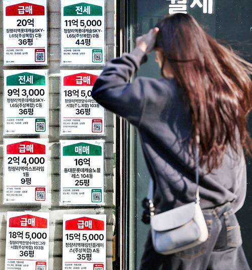 정부의 고강도 대출규제로 '집주인 대출'이라 불리는 사적 금융이 성행하고 있다. 사진은 지난 22일 서울 동대문구의 한 공인중개소에 붙은 아파트 매물 정보.  뉴시스