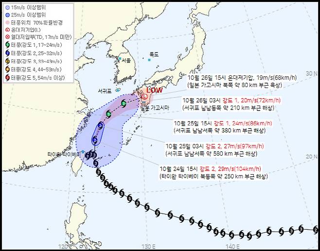 제 30호 태풍 참피 이동 경로./기상청