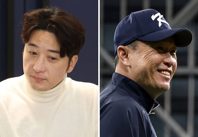 Lotte Giants' new general manager Lee Taek-keun, left, and manager Lee Dong-wook LOTTE GIANTS