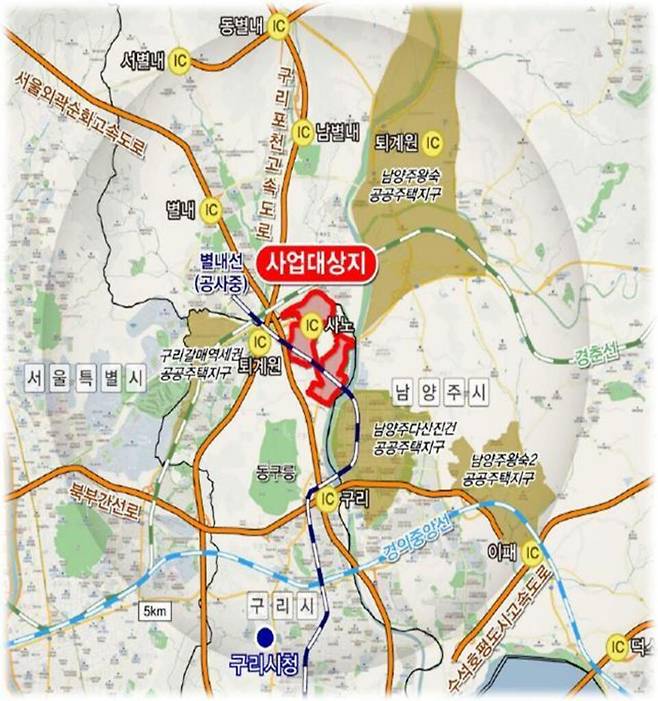 국토부가 29일 발표한 '구리건원' 공공주택지구 위치도. /사진제공=구리시