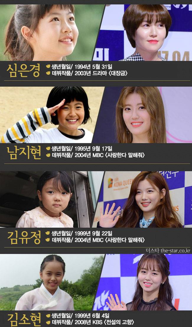 사진: (위부터) 심은경, 남지현, 김유정, 김소현 / 조선일보일본어판DB